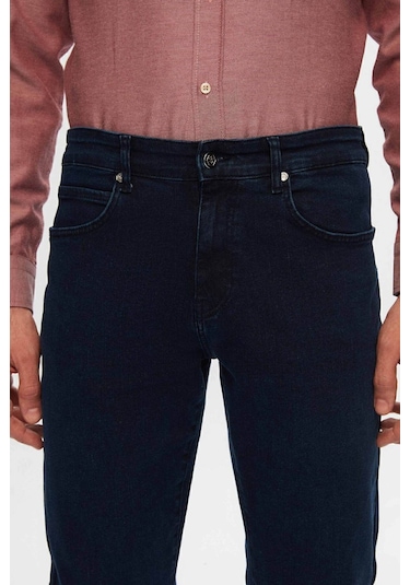 Ds Damat Slim Fit Lacivert Düz Jean Kot Beş Cepli Likralı Yıkamalı Denim Pantolon 6HCJ3ORT00102 Lacivert