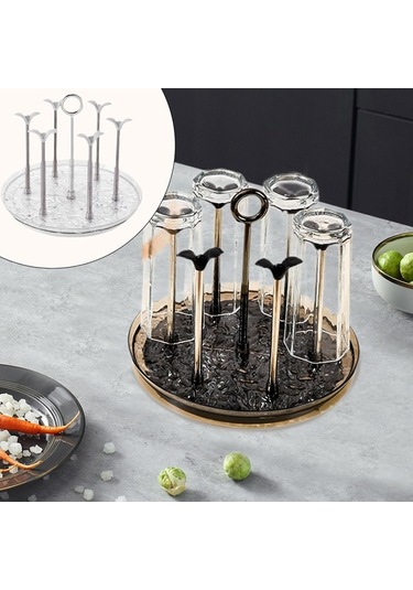 Trendooze Bar Mutfak İçme Standı Beyaz Bardak Kurutma Tezgahı Beyaz