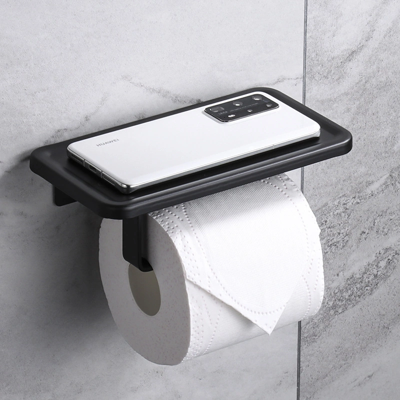Monyee Banyo Alüminyum Kağıt Tutucu, Telefon Tutucu, Delme/delmesiz Montaj, Modern Minimalist Tasarım, Siyah-g Serisi Diğer