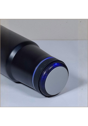 Bluetooth Hoparlörlü Paslanmaz Çelik Termos Bardak 600 Ml -pipetli ,çift Kullanımlı Kapak Siyah