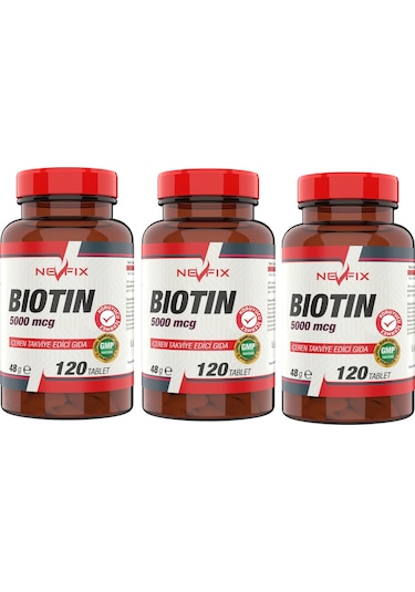 Nevfix Biotin 5000 Mcg 120 Tablet X 3 Kutu 360 Tablet