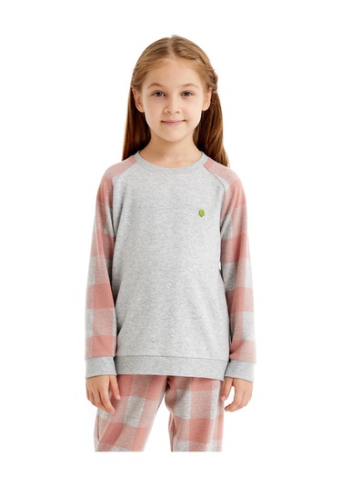 Kız Çocuk Pijama Takımı 60516 - Gri Melanj