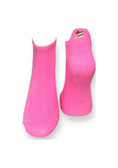 Me-vo Tekli Pembe Renkli Bay/bayan Unisex Esnek Nem Alabilen Pamuklu Pasta Desenli Patik Çorap Pembe