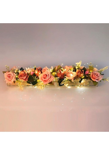 2 Akrilik Vazo Seti Dikdörtgen Şeffaf Çiçek Masa Centerpieces, Dize Işıkları İle Ev Düğün Masa Süslemeleri İçin 14 İnç Uzun Dikdörtgen Akrilik Vazolar Şeffaf