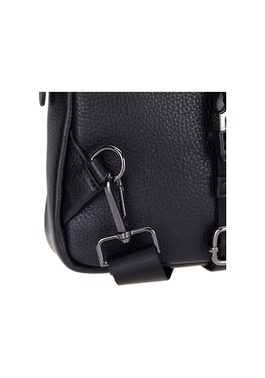 Bloominbag Blake Black Luxe Deri Çapraz Unisex Sırt Çantası Siyah