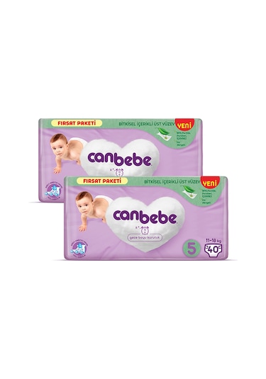 Canbebe Bebek Bezi Fırsat Paketi 5 Beden Junior 40 lı x 2 Adet 2'li