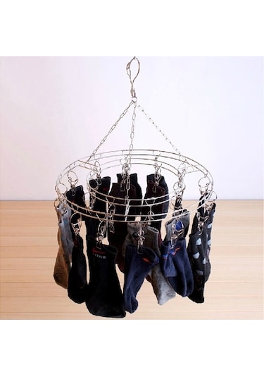 Sones Yuvarlak Paslanmaz Çelik Elbise Askısı 20 Klipsli Kırmızı