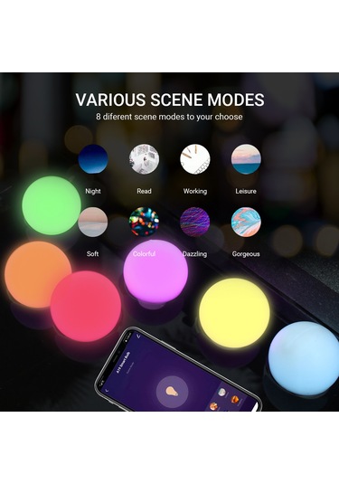 Xiyyadms E26 Wifi Akıllı Ampul 9w - Rgb Ve 2700k-6500k Işık, App Ve Ses Kontrolü, Zamanlayıcı, 120v Amerikan Standartı