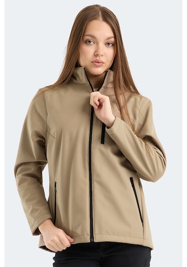 Slazenger Hıp Style Kadın Dik Yaka Fermuarlı Bej Mont & Kaban Bej