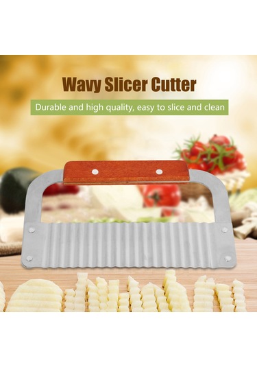 Konesam Ahşap Saplı Paslanmaz Çelik Dalga Kenar Sabun, Sebze, Mum Kesici - Dayanıklı, Kolay Kullanım Diğer