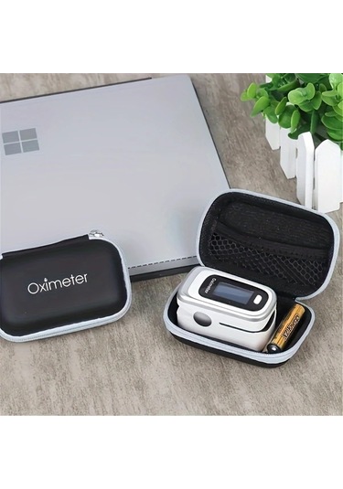 Zhanglei001 Siyah Gri Oksijen Metre Taşıma Çantası Taşınabilir Oksimetre Kutusu