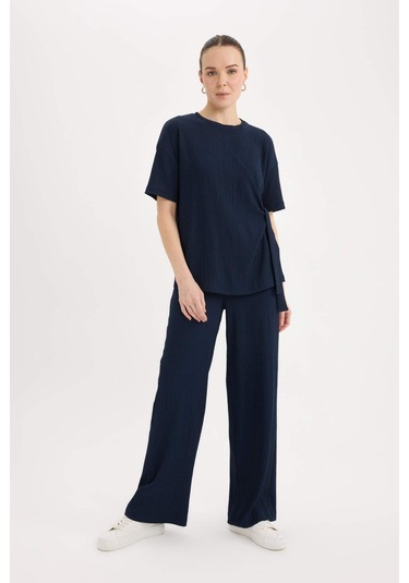 DeFacto Bürümcük Pantolon Wide Leg Geniş Bol Paça Esnek Belli C0200AX25SPNV256