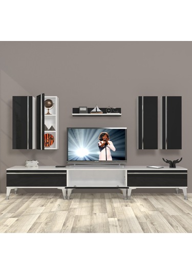 Decoraktiv Eko 8d Mdf Silver Tv Ünitesi Tv Sehpası Beyaz - Siyah