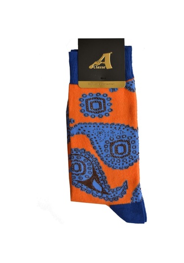 A Classe Turuncu Şal Desenli Erkek Çorap Turuncu