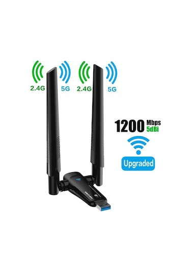 Platoon Pl-9340 Ac1200 867mbps 5ghz + 300mbps 2.4 Ghz Çift Anten Wireless Usb Adaptör