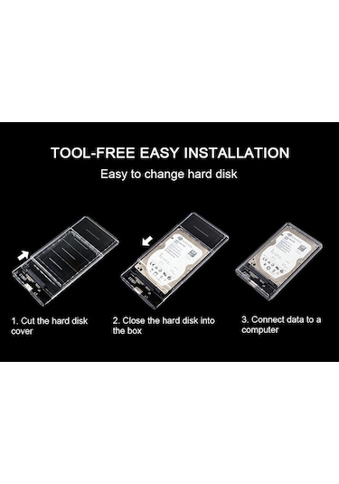 4266 2.5 USB 3.0 SSD Harddisk Şeffaf Taşınabilir HDD Kutusu