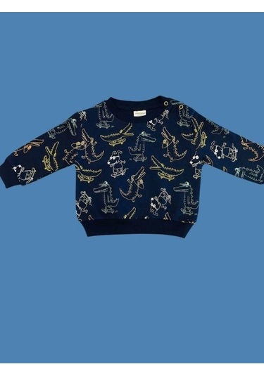 Cantoy Erkek Bebek Dinazor Desenli Sweatshirt-15354 Lacivert