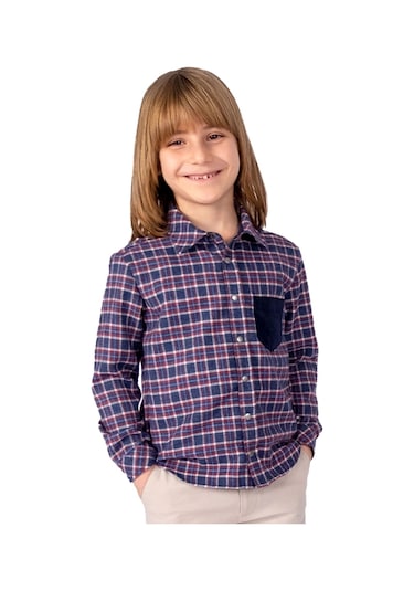 Lacivert Ekose Erkek Çocuk Gömlek 001