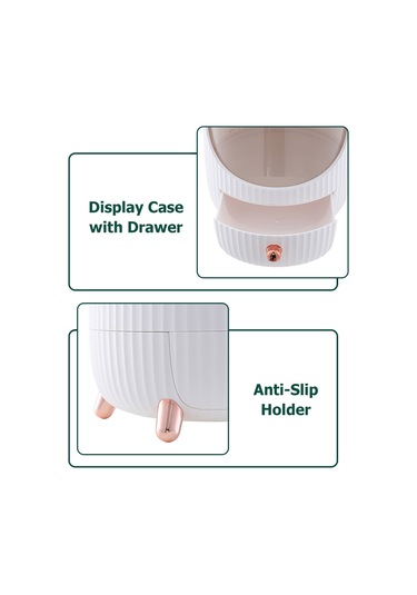 Springsun Led Işıklı Şeffaf Makyaj Organizatörü - Banyo & Yatak Odası İçin Kompakt Saklama Kutusu Beyaz