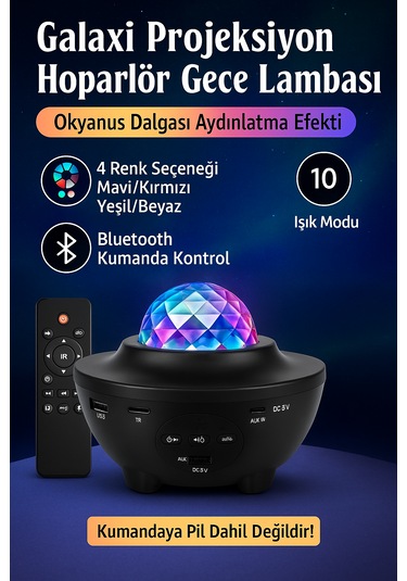 Bluetooth Hoparlör Gece Lambası Lazer Işık Ve Part Led Disko Topu Siyah
