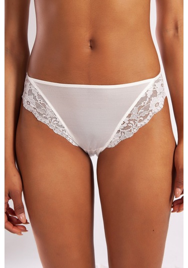 Golshan Goldy Mini Slip, Kadın Dantelli Ekru Külot Çok Renkli