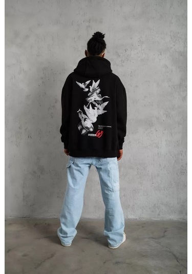 Unisex 2ip Şardonlu Bunny Baskılı Kahverengi Oversize Sweatshirt Kahverengibunny