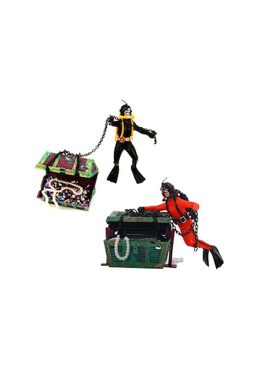 Vkemall Akvaryum Zenginleştirici: Siyah Dalga Dalgıç Ve Hazine Sandığı, Balık Tankı Oksijenatörü Ve Dekoratif Aksesuar Hava Pompa Gerektirir