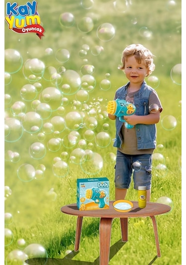 Pilli Ördek Köpük Tabancası - Baloncuk Tabancası - Köpüklü Silah - Baloncuk Oyunu - Pembe Renkli