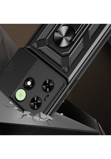 Tecno Spark 20c Kılıf Manyetik Standlı Kamera Korumalı Yüzüklü Zırh Tank Kılıf Koruyucu Kapak