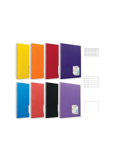 Çınar Colormaxi A4 40 Yaprak Plastik Kapak Spiralli Defter 2 Çizgili +2 Kareli