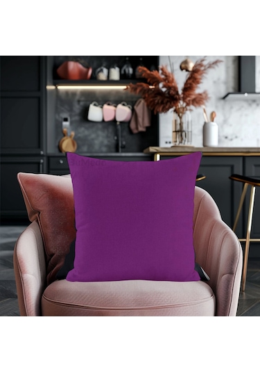 Dekoratif 4'lü Kırlent Yastık Kılıfı Seti - 42 X 42 Cm - Mürdüm