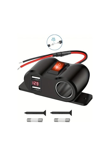 Kırmızı Işık Usb Tip A - 4.2a 12v Çift Usb Çıkışlı Sigara Çakmak Soketi Güç Anahtarlığı İle, Pd3.0 Usb C Ve Qc3.0 Usb Portlu Araba Şarjı Voltmetreli, Tekne Deniz Kamyonu Utv Rv Araba Golf İçin 12 Volt Güç Adapteri