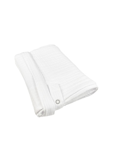 4 Katlı Müslin Bebek Emzirme Önlüğü Iç Göstermez Pamuk Beyaz