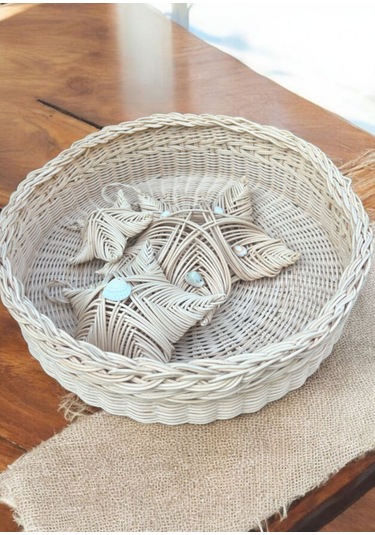 Bambu Rattan Çok Amaçlı Sepet 30cm Bej