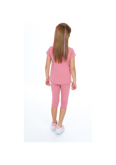 Toontoy Kız Çocuk Baskılı Kaprili Takım Gül Kurusu