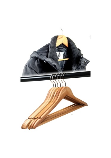 Doğal Ahşap Elbise Askısı 48 Adet Natural Askı 44,5cm DE042