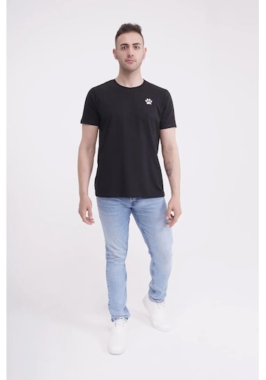 The Socks Company 23scts233u Pati Nakışlı Yaka Siyah Tshirt 001