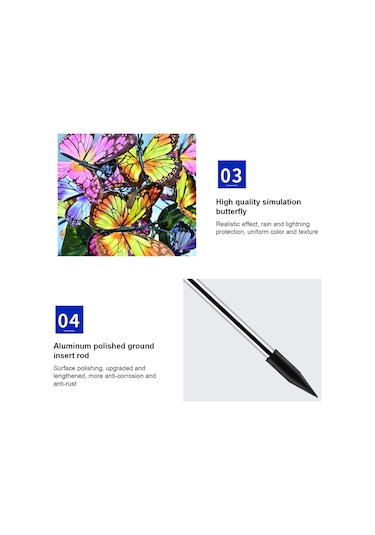 Geeksen 2'li Solar Panel Kelebek Bahçe Lambası Ip65 Su Geçirmez Teras Avlu Yol Aydınlatma Çok Renkli