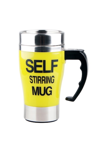 Xiyyadms 350ml Akıllı Otomatik Karıştırıcı Kupa - Çelik Paslanmaz Kahve, Protein Tozu, Milkshake Karıştırıcı, Taşınabilir Leakproof Kapaklı Sarı