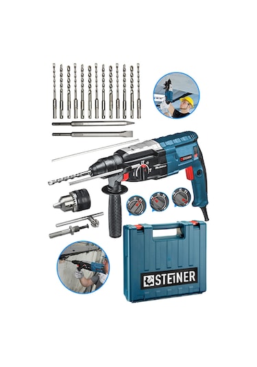 Steiner Heavy Duty Profesyonel Kırıcı Delici Darbeli Matkap +15 Adet Uç + Mandren