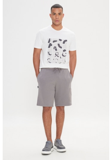 Ac&Co / Altınyıldız Classics Erkek Grı Standart Fit Normal Kesim Pamuklu Cepli Örme Şort Gri