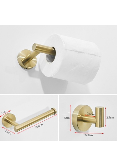 Lemestar Altın Paslanmaz Çelik Duvar Kurulu Banyo Servis Seti - Havlu Asma, Paspas Tutucu Ve Halka Diğer