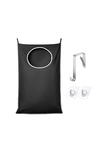 Cbtx Banyo Çamaşır Saklama Çantası Duvara Montaj Asılı Giyim Organizatör Siyah Diğer