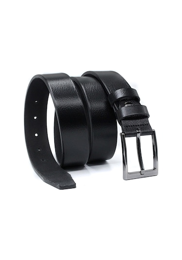 Livize Klasik Erkek Kemeri %100 Manda Derisi 3,5 Cm Tek Kat Siyah