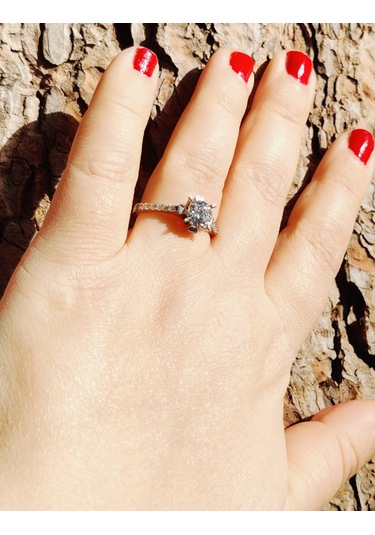 Yüzük Alyans 925 Ayar Parlak Gümüş Zirkon Taşlı