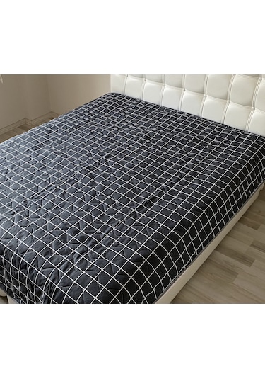 Kapitoneli Çok Amaçlı Pike Tek Kişilik 160x220 Siyah-Beyaz