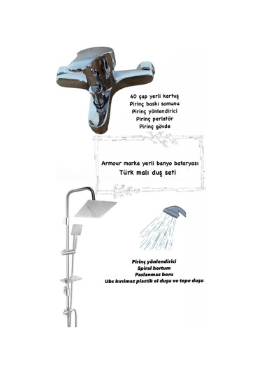 Armour Armatür Banyo Bataryası Ve Duş Seti Krom Krom