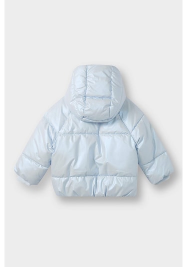 Defacto Kız Bebek Kapüşonlu Fermuarlı Çıtçıtlı Şişme Mont E7985a525aube216 Mavi