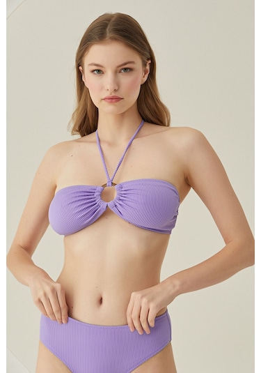 Loya Kadın Lila Reps Boyundan Bağlamalı Tek Üst Bikini