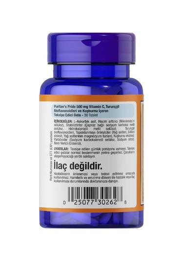 Puritan's Pride Vitamin C-500 Mg With Bioflavonoids And Rose Hips 30 Tablet